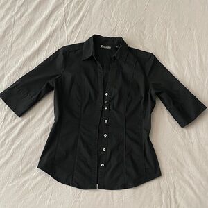 Black 3/4 Sleeve Button-Up Shirt XS